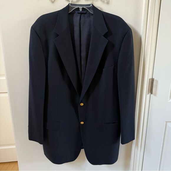 Brooks Brothers Two Button Wool and Cashmere Blend Blazer Jacket Navy Blue 44 - Picture 2 of 14